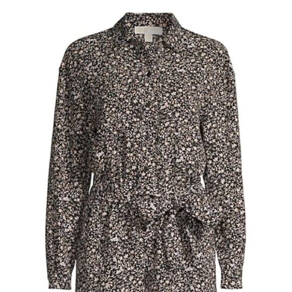 Michael Kors Black & Khaki Tan Long Sleeve Romper, Size Large, NWT! - Picture 1 of 6